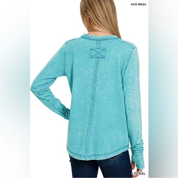 Zenana Outfitters Teal Button-Down Top (NWOT) - Picture 3 of 9